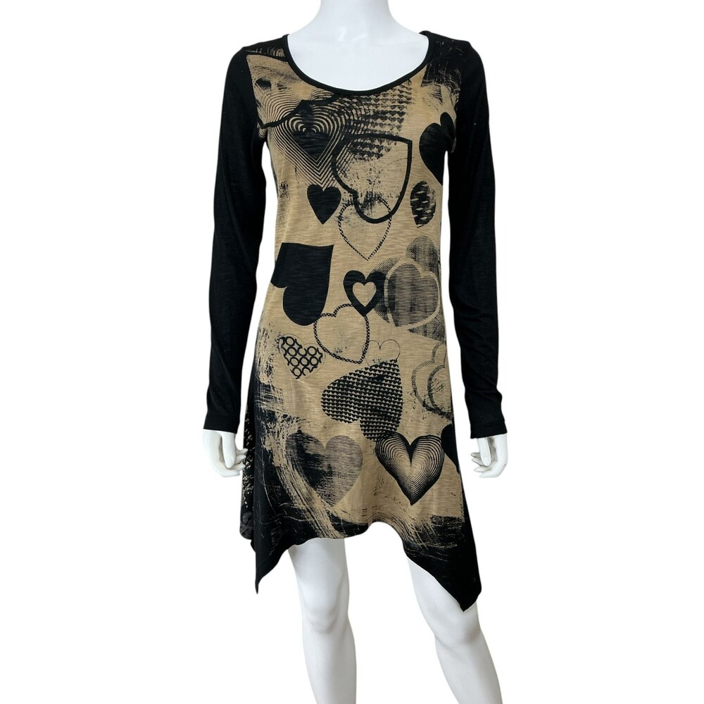 Desigual Harajuku Asian Inspired Asymmetrical Heart Tunic Dress Size S Jersey